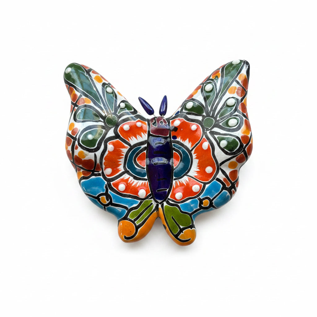 Mexican Talavera Ceramic Butterfly Decor 5.5"
