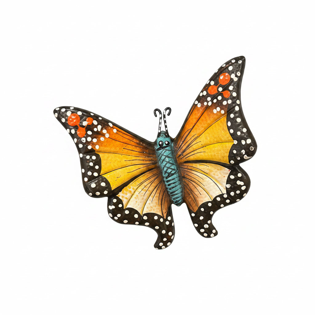 Butterfly-shaped wall art on a white background
