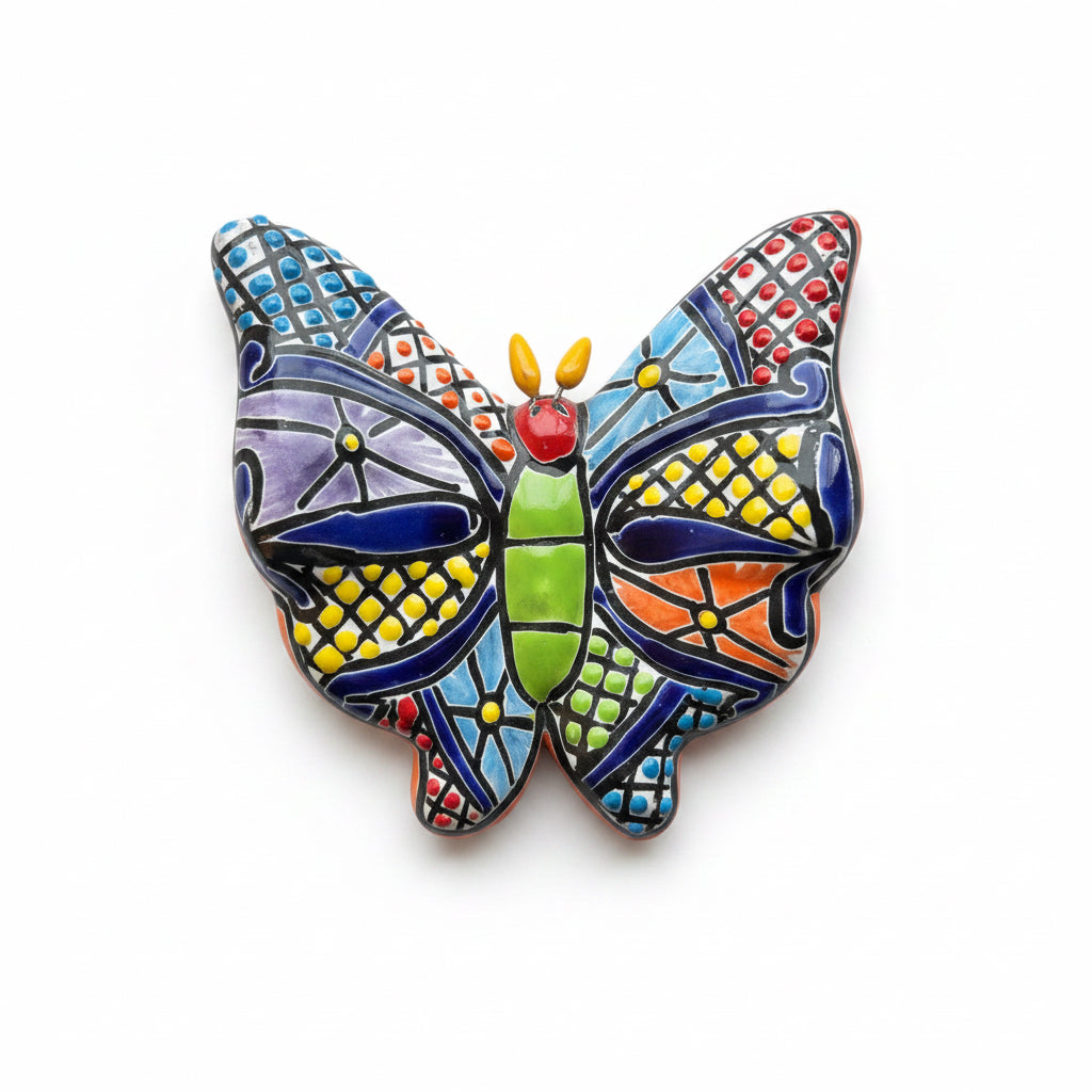 Mexican Talavera Ceramic Butterfly Decor 5.5"