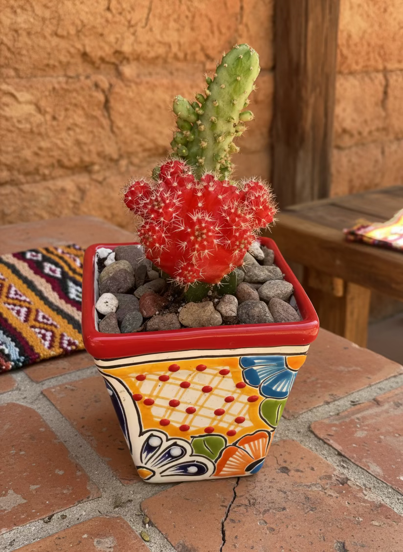 Mexican Artesian Red Yellow Multi Color Talavera Succulents Mix